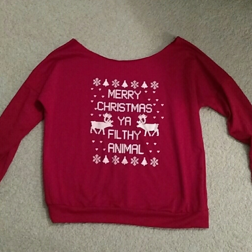 Red long sleeve home alone top